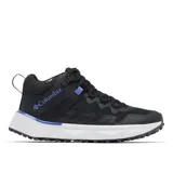 Zapatillas de senderismo Columbia Facet 75 Mid Outdry, color azul con detalles en celeste y blanco.