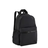 Mochila Puma Small de color negro con logo de la marca en la parte inferior. Tiene un compartimento principal con cierre de doble vía, bolsillo frontal con cierre y correas acolchadas ajustables.