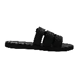 Sandalias Ipanema Bold Fem, color negro, con tiras anchas de tela y suela plana.