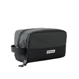 Neceser Rip Curl negro con logo estampado en blanco en el frente.