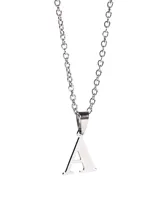 Cadena plateada de acero quirúrgico con dije de la letra A.