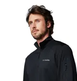 Buzo polar negro de hombre Columbia Tech Knit 1/4 con cierre parcial, tecnología Omni-Shade™ UPF 40 y Omni-Wick™, bolsillo en la manga y detalles reflectantes.