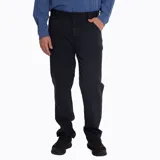 Pantalón negro de algodón canvas con spandex, corte regular, cierre con botón y cremallera, dos bolsillos laterales abiertos y dos bolsillos traseros con cierre de parche.