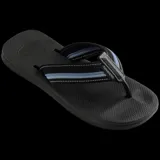 Sandalias tipo chancleta de goma color negro con tiras superiores y suela texturizada.