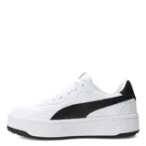 Championes urbanos Puma Court Lally SKye, color blanco con detalles en negro, plataforma blanca y logo Puma en negro en el lateral.