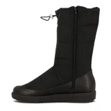 Bota de nylon en color rosa, con diseño acolchado y suela blanca.