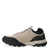 Zapatillas de trekking color beige con detalles en negro, diseño resistente y suela antideslizante.