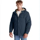 Chaqueta de cuero PU color marrón con forro de algodón, cierre de botones y cuello de cordero.