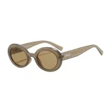 Gafas de sol unisex con montura ovalada color marrón y lentes marrones.