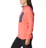 Buzo polar Columbia negro con cuello alto y cierre 1/2. Cuenta con tecnología Omni-Heat™ Helix, bolsillo con cremallera en el pecho y bolsillos para las manos con cremallera.