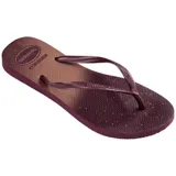 Sandalias Havaianas Slim Gloss, color negro con degradado a gris.
