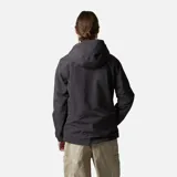 Campera canguro color gris oscuro, fabricada en poliéster, con forro de polar y acabados engomados en los cordones.