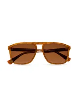 Lentes de sol Benson&Thomas con montura cuadrada de carey y lentes marrones.