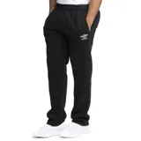 Pantalón de jogging negro de felpa con cintura elástica y logo de Umbro estampado en blanco en el muslo izquierdo.