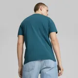 Remera verde de algodón con estampado frontal del logo Puma y diseño gráfico.
