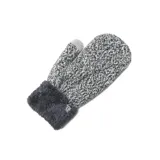 Guantes de lana color gris con detalles en blanco y puños de piel sintética.
