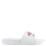 Chancletas Umbro Locker Room color lila con logo blanco.