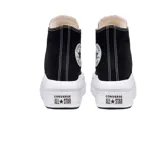 Zapatillas Converse Chuck Taylor All Star Move Hi Top, color negro con plataforma blanca y cordones blancos.