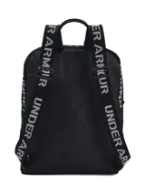 Mochila Under Armour Loudon unisex, color negro con logo blanco estampado en la parte inferior.
