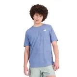 Remera de manga corta, azul, con tecnología de secado rápido y ajuste atlético, diseñada para entrenamientos y carreras.