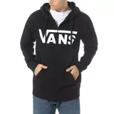 Campera con capucha Vans Classic Zip negra con logo blanco estampado en el pecho.
