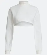 Buzo cropped blanco de algodón con cuello alto y puños acanalados.