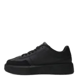 Zapatillas deportivas color beige con plataforma marrón y detalles en negro.