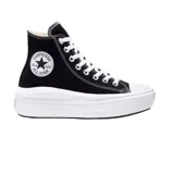 Zapatillas de lona de corte alto color negro con plataforma angular y parche icónico de Chuck Taylor.