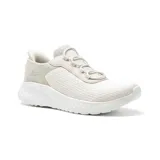 Championes deportivos Skechers Slip-ins Bobs Sport Squad Chaos, color blanco. Diseñados con tecnología Hands Free Slip-ins para un calce fácil y Heel Pillow para mantener el pie en su lugar. Cuentan con capellada de tejido técnico, cordones elásticos y plantilla acolchada Skechers Memory Foam.