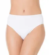 Bombacha alta de microfibra color blanco con diseño doble en la parte delantera.