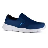 Championes deportivos Skechers Relaxed Fit Equalizer 4.0, color azul marino, sin cordones, con capellada de malla y superposiciones sintéticas. Cuenta con plantilla Air Cooled Memory Foam y media suela Burst con absorción de impactos.