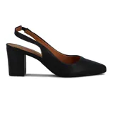 Zapato de tacón slingback Vizzano, color negro, con punta fina y tacón cuadrado.