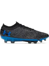 Championes de fútbol Under Armour Magnetico Elite 5 FG para hombre, color negro con detalles en azul. Diseñados para adaptarse a la forma del pie y maximizar el control en la cancha.