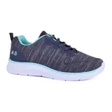 Championes deportivos American Sport Dallas, color gris oscuro con detalles en celeste y suela blanca.