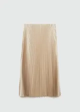 Falda larga plisada de color negro, con movimiento y diseño elegante.