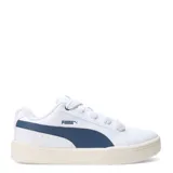 Championes Puma Park Life Style Easy, color negro con detalles en blanco y suela blanca. Zapatillas de cuero sintético con cordones.