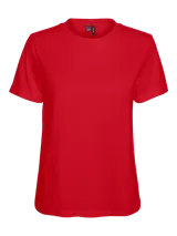 Camiseta roja básica de manga corta y cuello redondo.