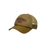 Gorro tipo trucker en color bronce con logo de Saucony en la parte frontal.