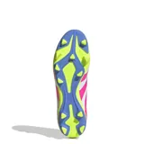 Championes de fútbol Adidas Predator Club FG/MG unisex, color blanco con detalles en rosa, violeta y verde.