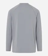 Remera deportiva gris de manga larga con tecnología Dry Fit y mangas raglán.