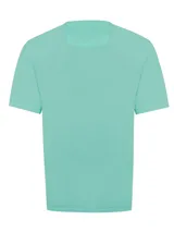 Remera celeste de algodón orgánico, corte regular fit, con cuello redondo y bolsillo en el pecho con logo bordado de la marca.