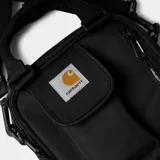 Bolso bandolera Carhartt WIP modelo Essential, color negro, con logo bordado en la parte delantera, correa ajustable para el hombro, asa de mano y cierre con cremallera.