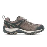 Championes de trekking Merrell Accentor 3, color marrón y gris, con capellada de gamuza y malla transpirable, cordones y correas reciclados, puntera de goma protectora, entresuela de espuma EVA y suela de goma con tracción duradera.