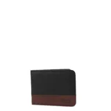 Billetera de cuero Freeway modelo Doha con diseño bicolor en tonos marrón oscuro y tostado. Posee compartimentos internos para tarjetas y billetes, con el logo de la marca grabado en la parte frontal inferior.