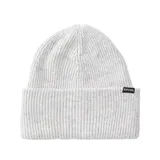 Gorro de lana gris con diseño de trama acanalada y logotipo de la marca.