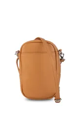 Bandolera compacta de símil cuero color rojo, con correa regulable y desmontable. Posee apertura superior, bolsillo frontal con cierre y bolsillo trasero abierto.