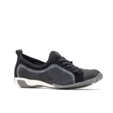 Zapatilla urbana blanca con detalles dorados, de cuero y tela calada. Cuenta con cordones, suela antideslizante Bounce® y plantilla extraíble de poliuretano con inserto de gel en el talón.