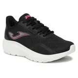 Championes de running Joma Sodio Lady para mujer, color negro con detalles en rosa y logo en gris.
