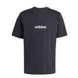 Remera negra de hombre Adidas M Lin SJ con logo blanco estampado en el pecho.