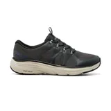 Championes Skechers Relaxed Fit Sport Active Comfort 2.0 Victory, color negro con detalles en gris y suela color crema. Confeccionados en malla con refuerzos de satén y cordones elásticos. Cuentan con plantilla acolchada Skechers Air-Cooled Memory Foam.